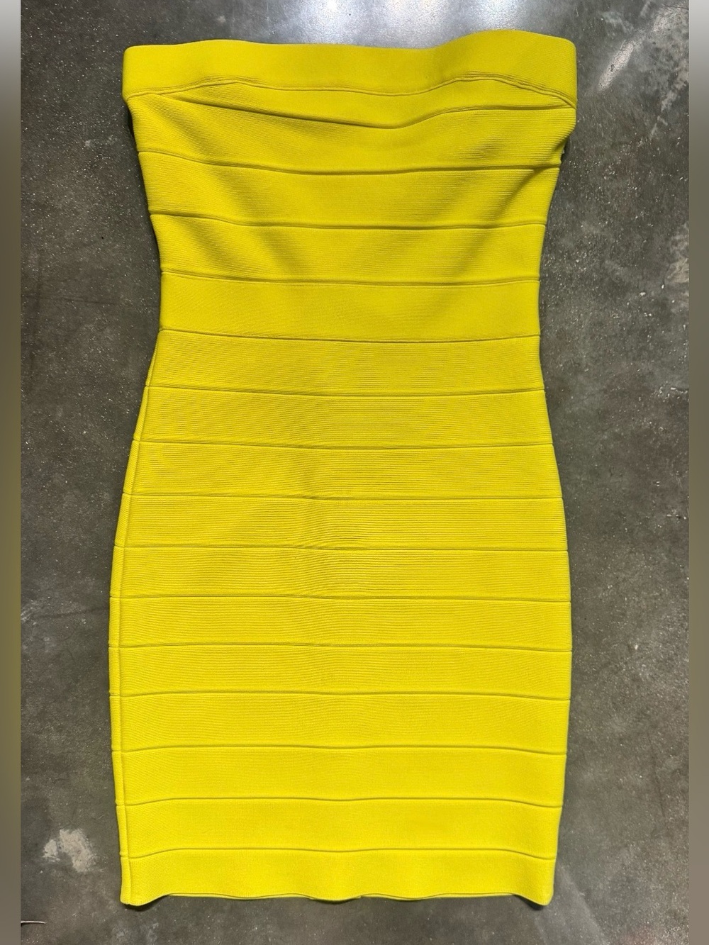 Herve Leger Strapless Yellow Bandage Mini Dress
